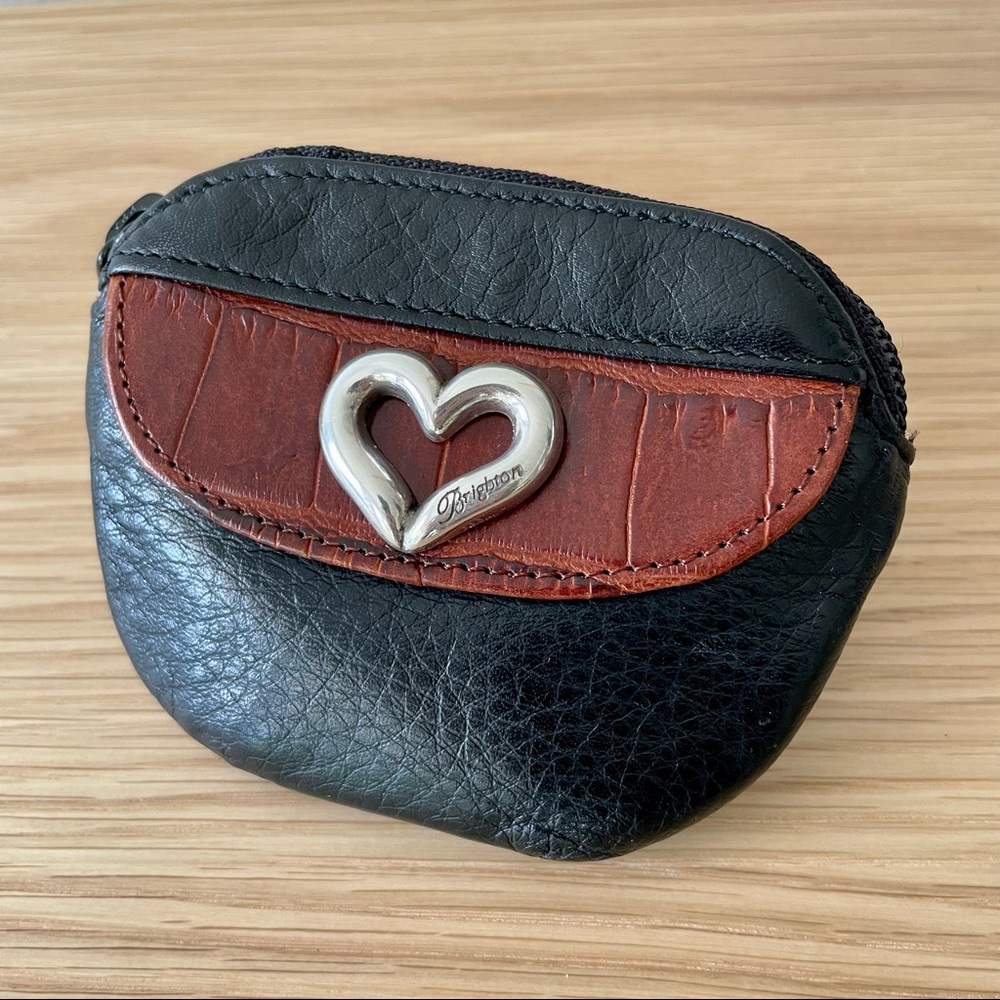 Brighton Change Coin Purse Leather Crocodile Silver Heart